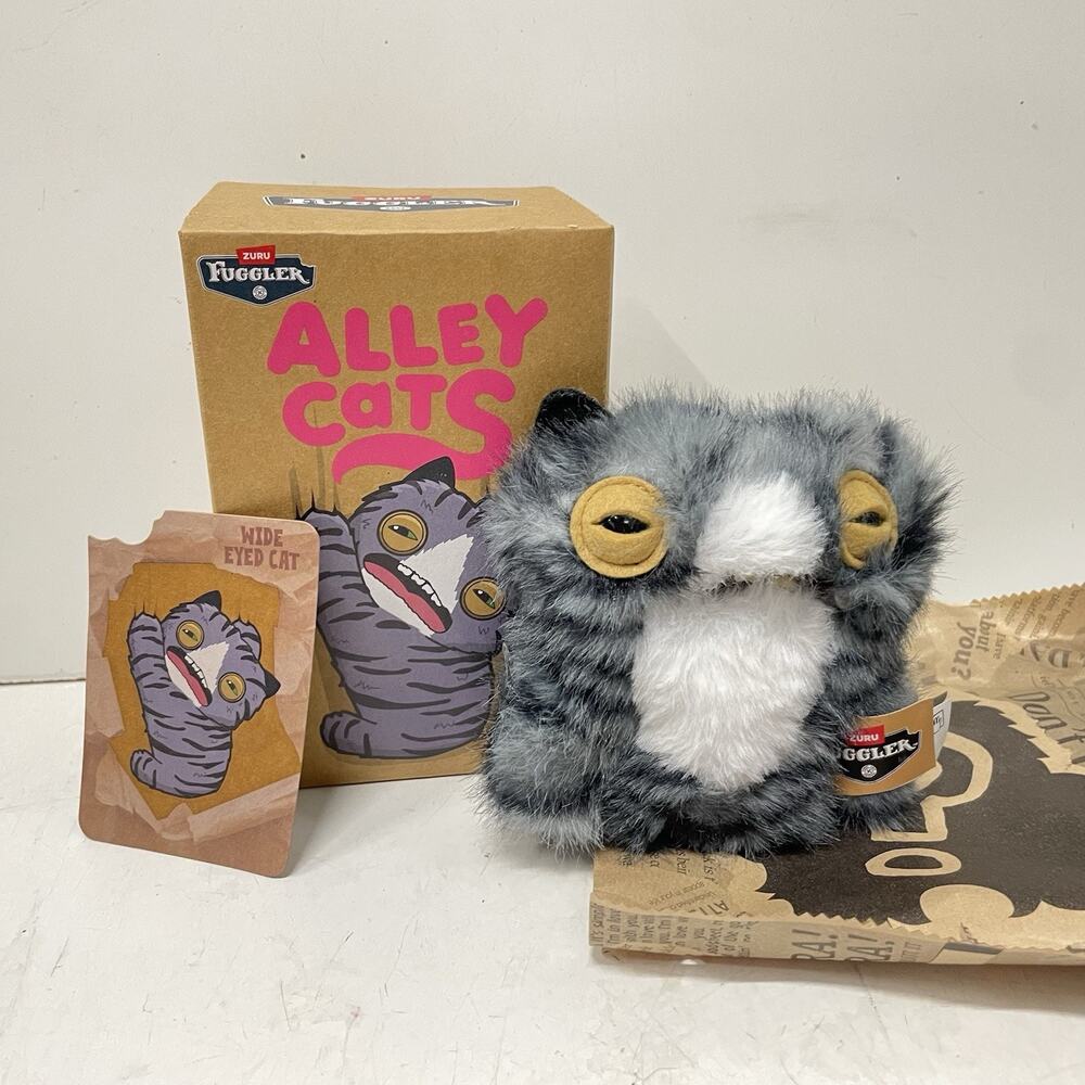 Zuru Fuggler Alley Cats Plush Keychain Charm Blind Box WIDE EYED CAT New Open